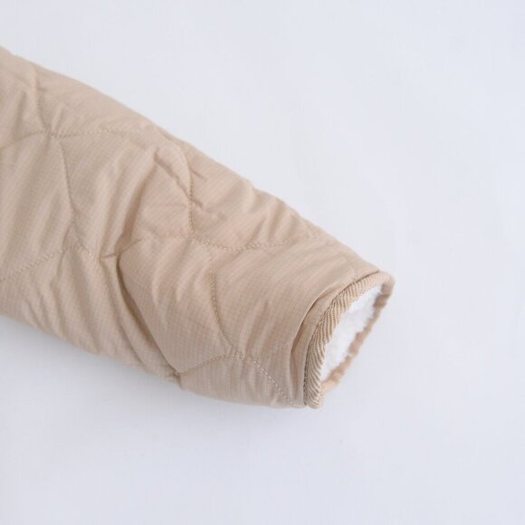 Levi's Marlowe Oversized Cream & Tan Reversible Sherpa Quilted Jacket  XS - Picture 5 of 14